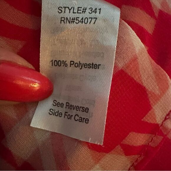 CAbi Amour, Red and White Ruffled Tank Top. - Picture 5 of 7